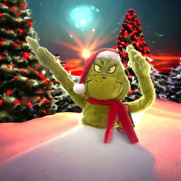Dr Suess The Grinch Tree Hugger Tree Topper Poseable Christmas Decoration NWT - Picture 1 of 4